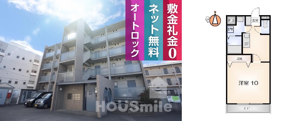 南昭和町 マンション 1K 102の外観と間取り図