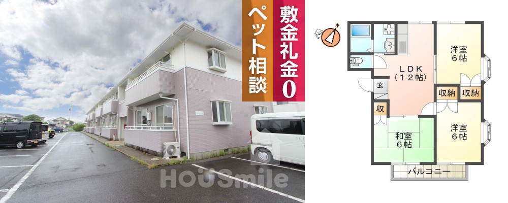 南矢三町 アパート 3LDK 111の外観と間取り図