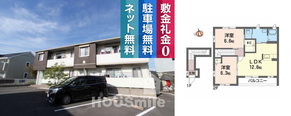 シャーメゾンリヴェールA棟 201の外観と間取り図