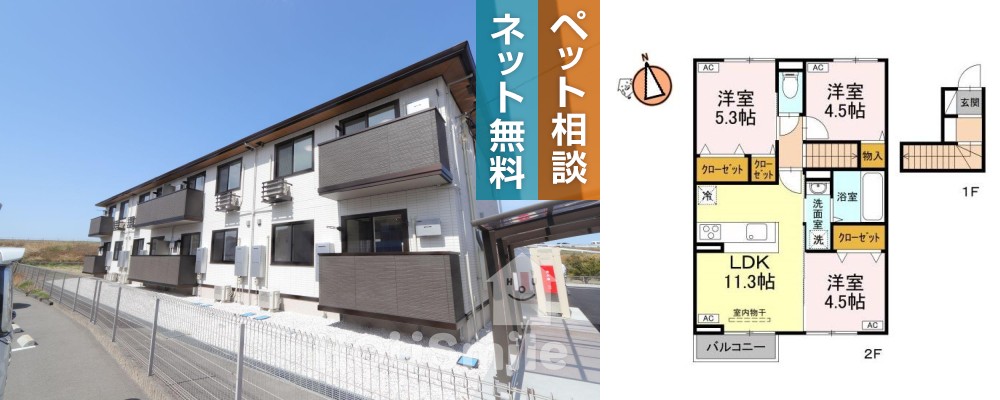 ブリエ ドゥ C棟 202の外観と間取り図