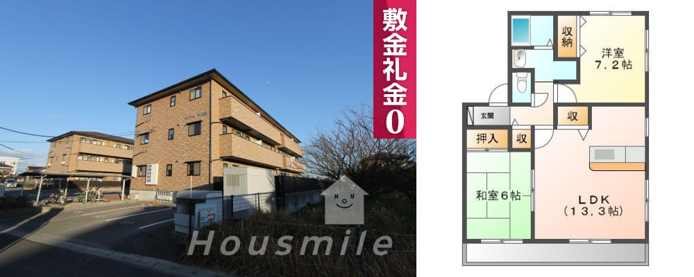 フォブールブリエB棟 301の外観と間取り図