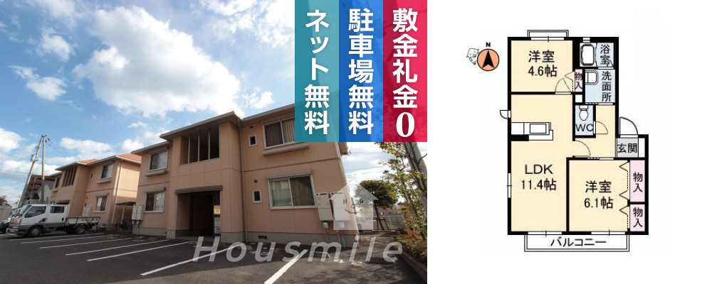 ハミングタウンIII 110の外観と間取り図
