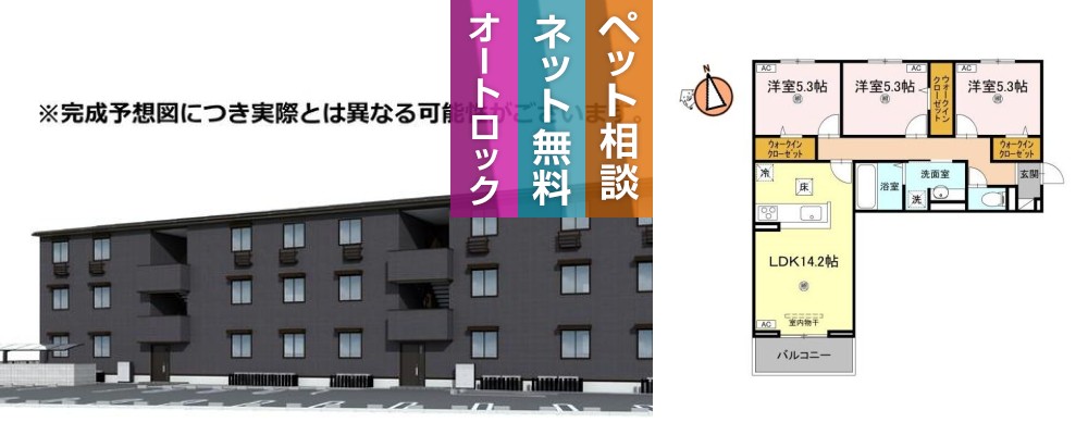 サンセール問屋町II 107の外観と間取り図