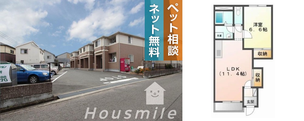 リバーサイド本条 101の外観と間取り図