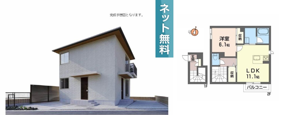 南田宮レジデンス 201の外観と間取り図