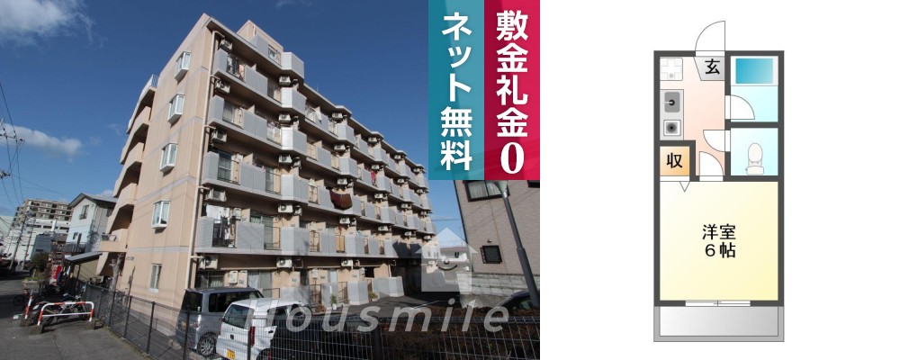 南蔵本町 マンション 1K 505の外観と間取り図