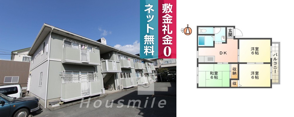 中吉野町 アパート 3DK 101の外観と間取り図
