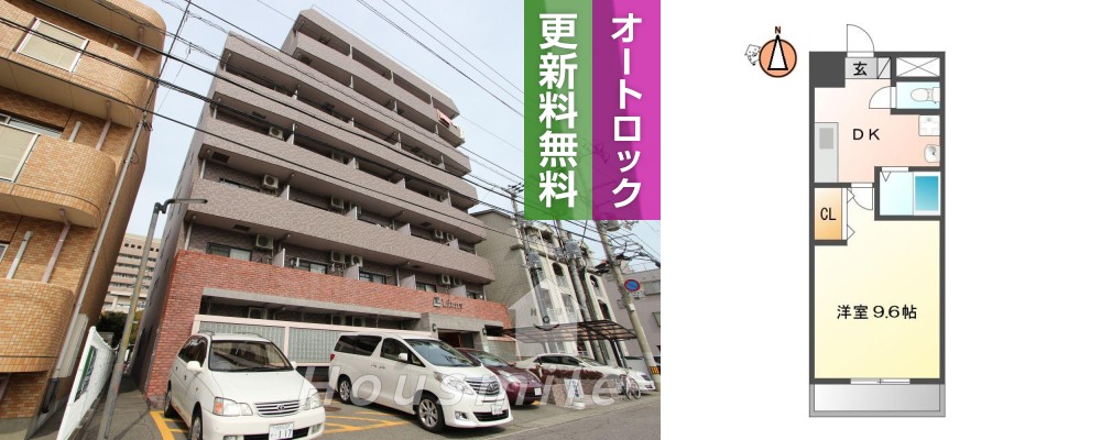 山城西 マンション 1DK 2-Eの外観と間取り図