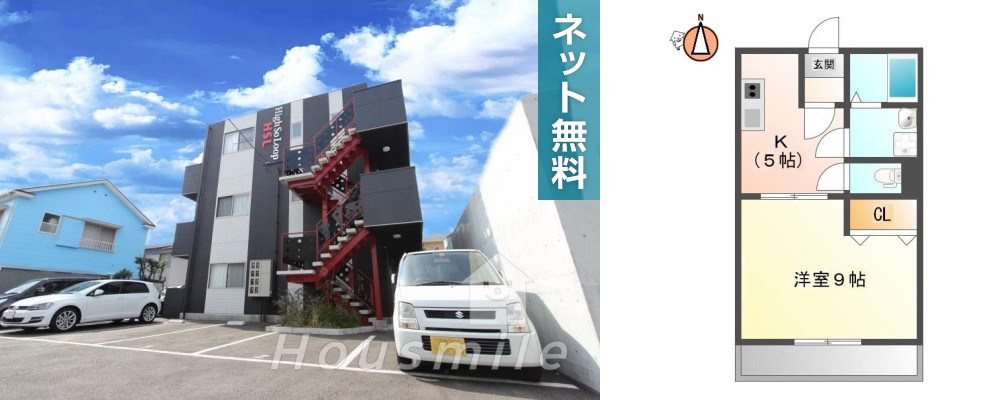 上助任町 アパート 1DK 102の外観と間取り図