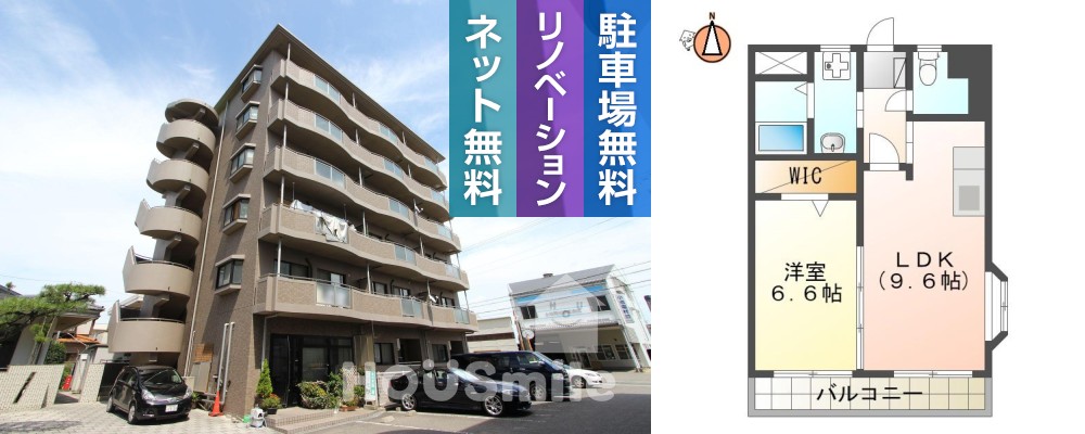 中吉野町 マンション 1LDK 501の外観と間取り図