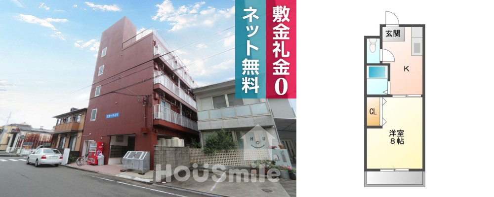 佐古六番町 マンション 1K 305の外観と間取り図
