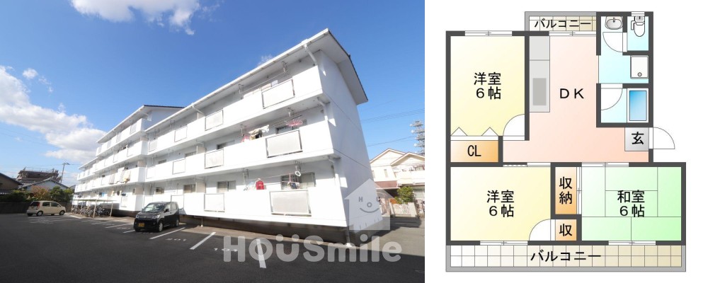 中吉野町 マンション 3DK 306の外観と間取り図
