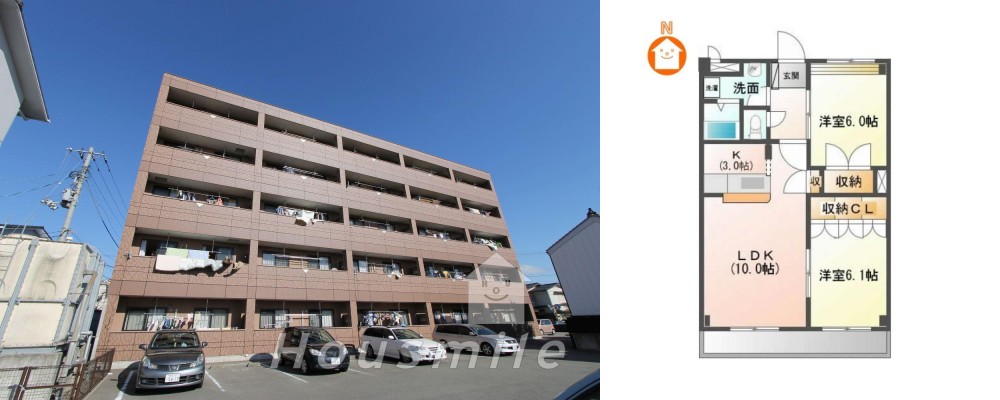 グレースヴィラ中吉野 105の外観と間取り図