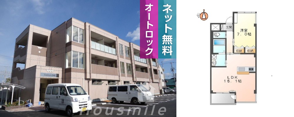 ユニヴァ山城 206の外観と間取り図