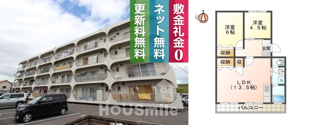 上助任町 マンション 2LDK 1号406の外観と間取り図
