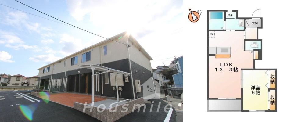 シャルム 105の外観と間取り図