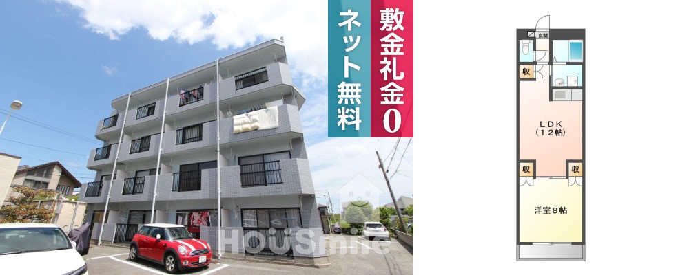 上吉野町 マンション 1LDK 202の外観と間取り図