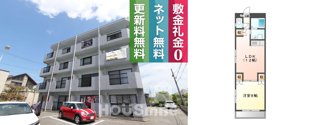 上吉野町 マンション 1LDK 205の外観と間取り図