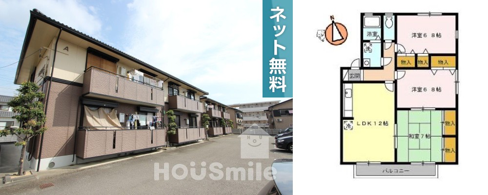 ルミナス山城 A201の外観と間取り図