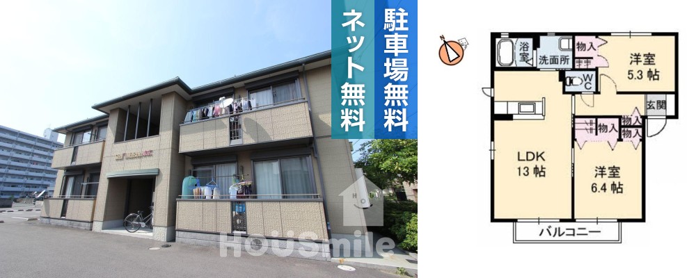シャーメゾン末広 201の外観と間取り図