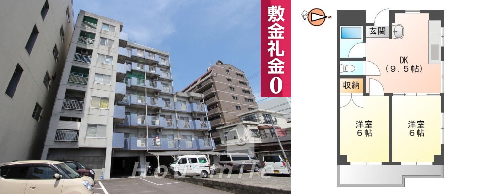 佐古三番町 マンション 2DK 603の外観と間取り図