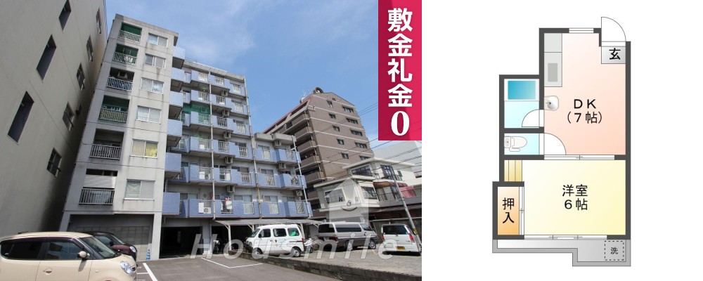 佐古三番町 マンション 1DK 702の外観と間取り図