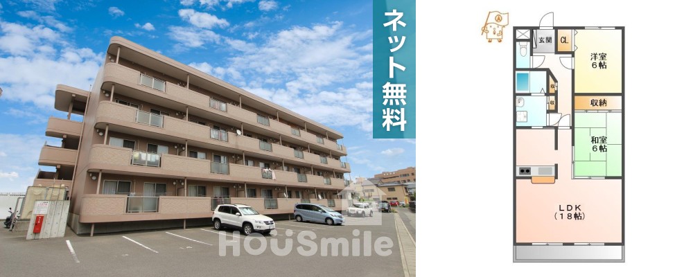 北佐古一番町 マンション 2LDK 413の外観と間取り図