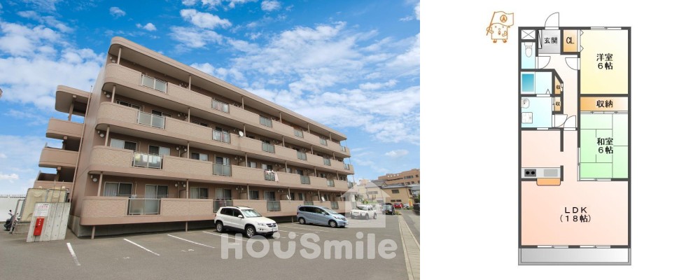 北佐古一番町 マンション 2LDK 414の外観と間取り図