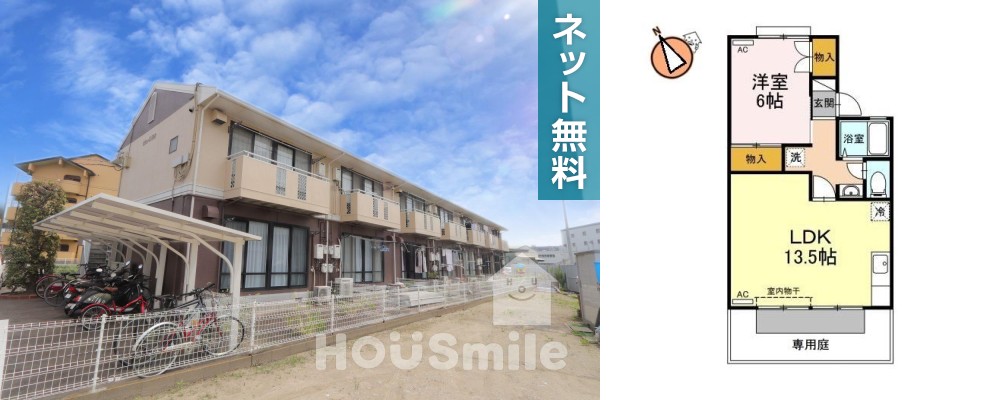 セジュール佐古 104の外観と間取り図