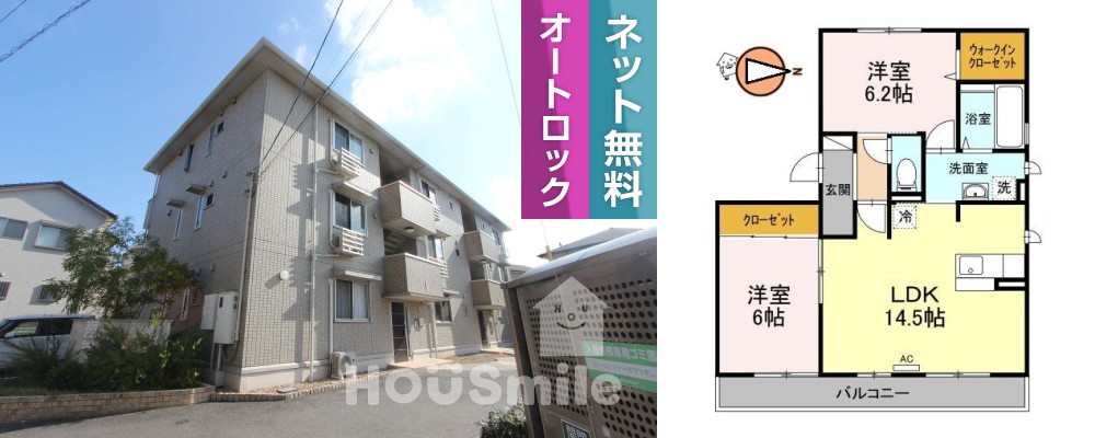 パルクアミティエI 301の外観と間取り図