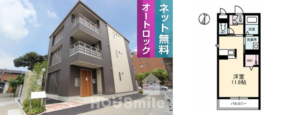 ベレオ蔵本 302の外観と間取り図