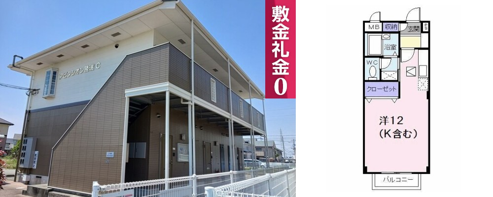 アビタシオン勝瑞C 102の外観と間取り図