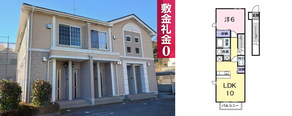 プリムヴェールB 202の外観と間取り図