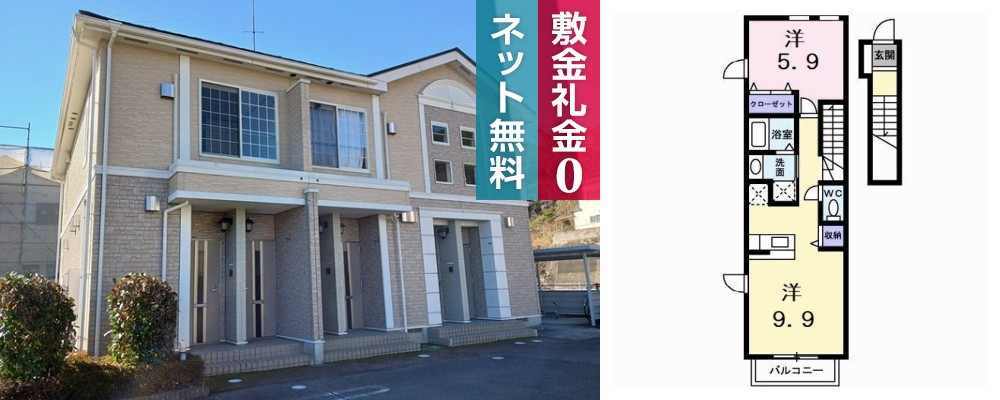 プリムヴェールB 203の外観と間取り図