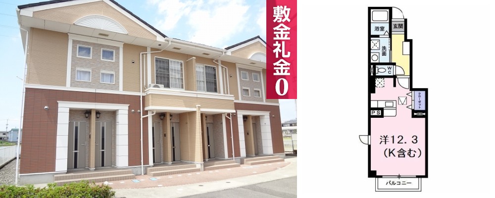 アルカディアD 105の外観と間取り図