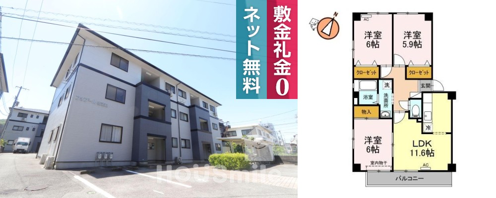 フォブール佐古 B棟 303の外観と間取り図