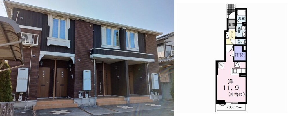 AKARI 102の外観と間取り図