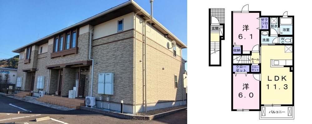 コッティ鳴門 202の外観と間取り図