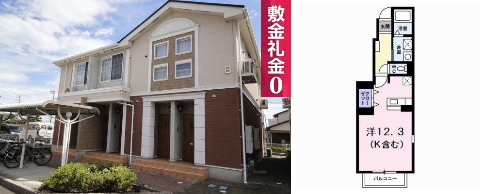 ヴィヴァーチェ 春日野 B 101の外観と間取り図