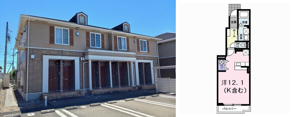 エアリー レジデンス A 102の外観と間取り図