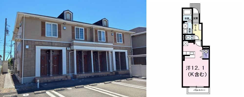 エアリー レジデンス A 103の外観と間取り図