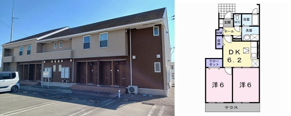 ジュネス B 101の外観と間取り図