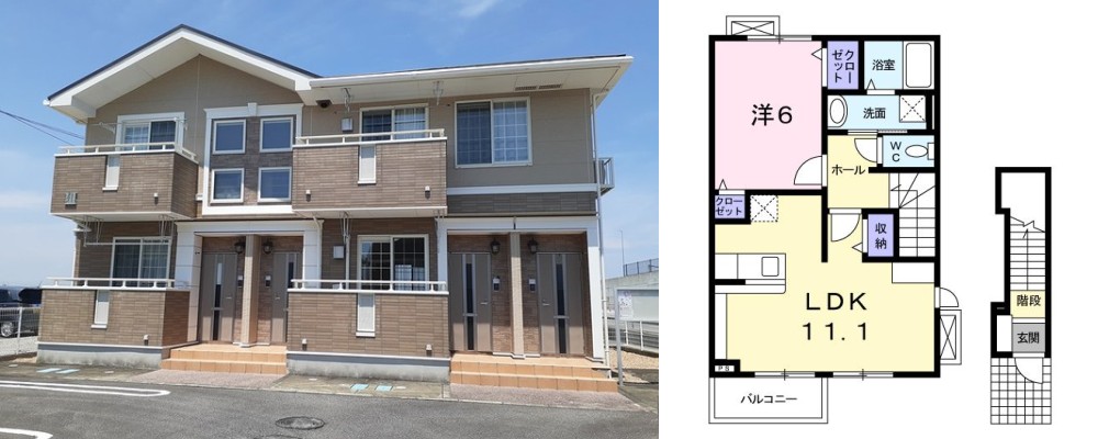 プレ ブリッジ シェトワ III 202の外観と間取り図