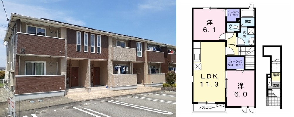 ベルコート桜A 201の外観と間取り図