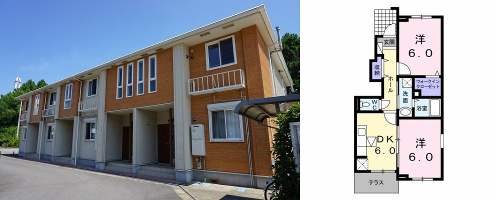 ポート・レーゼ 幸野 101の外観と間取り図