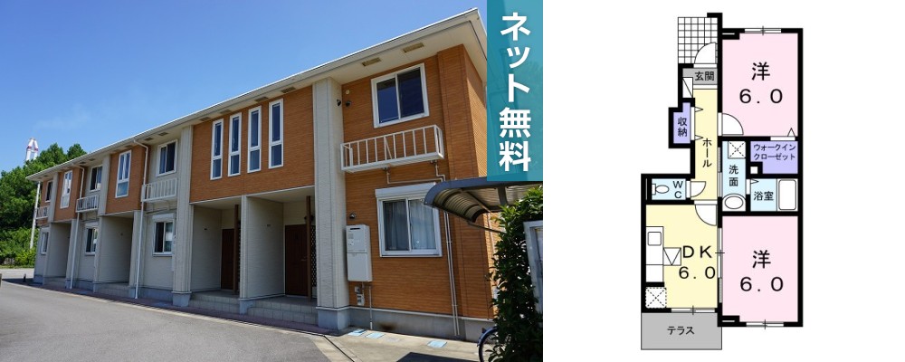 ポート・レーゼ 幸野 102の外観と間取り図