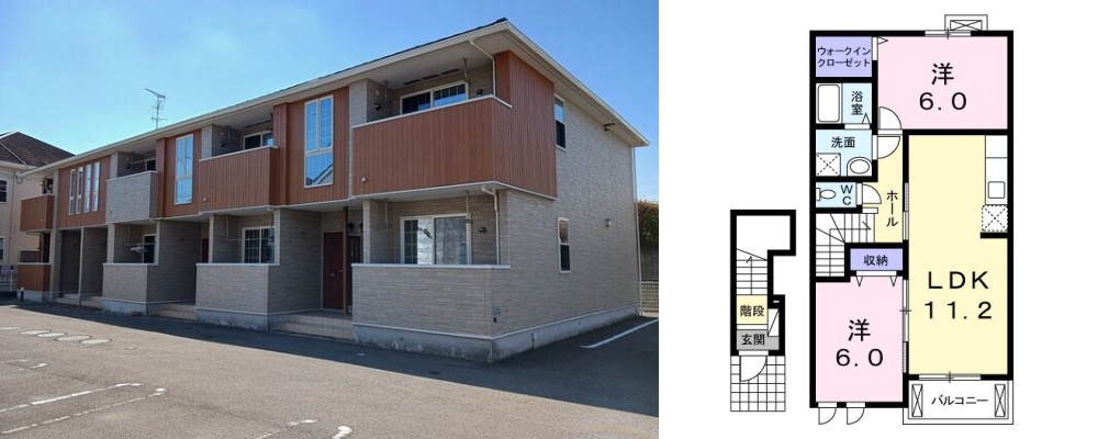 ルーナ 202の外観と間取り図