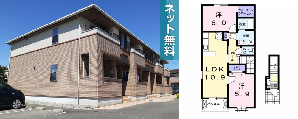 ハーベスト25B 201の外観と間取り図