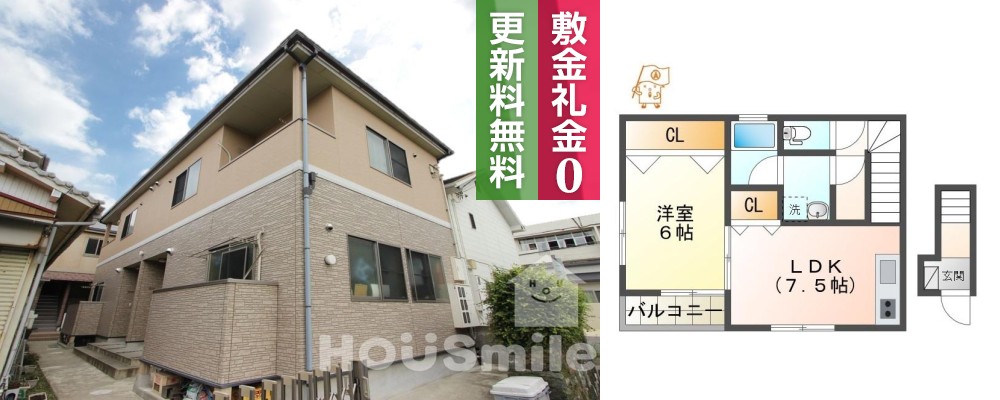 富田橋 アパート 1LDK 201の外観と間取り図