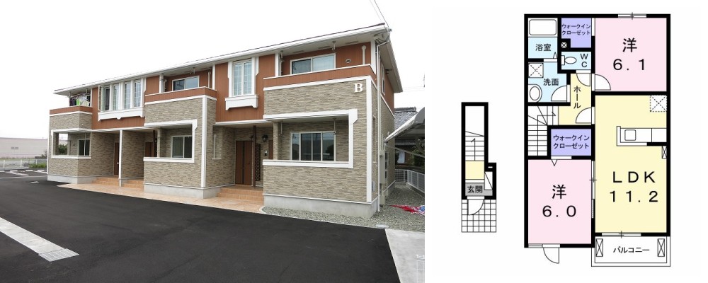 アネッサ B 202の外観と間取り図